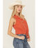 Image #2 - Wrangler Retro Women's Solid Sleeveless Snap Tie-Front Western Shirt, Red, hi-res