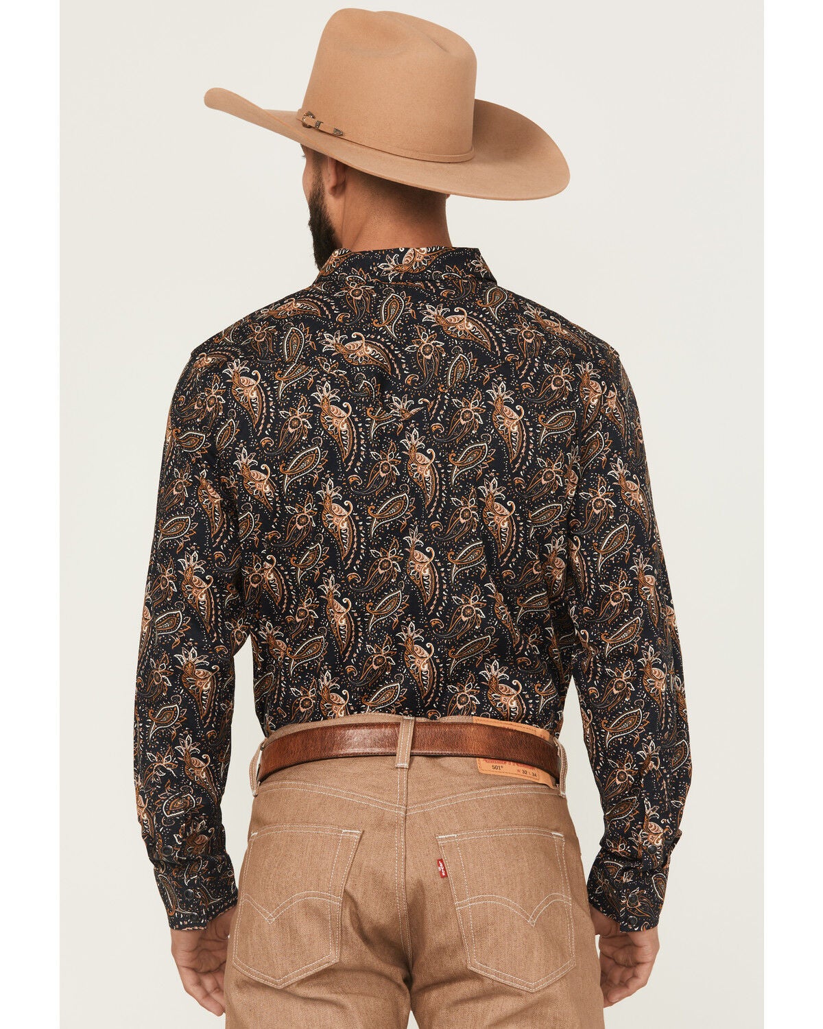 Image #4 - Cody James Men's Desert Dapper Paisley Print Long Sleeve Snap Western Shirt, Navy, hi-res