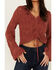Image #3 - Shyanne Women's Bell Sleeve Cropped Crochet Sweater, Rust Copper, hi-res
