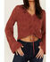 Image #3 - Shyanne Women's Bell Sleeve Cropped Crochet Sweater , Rust Copper, hi-res