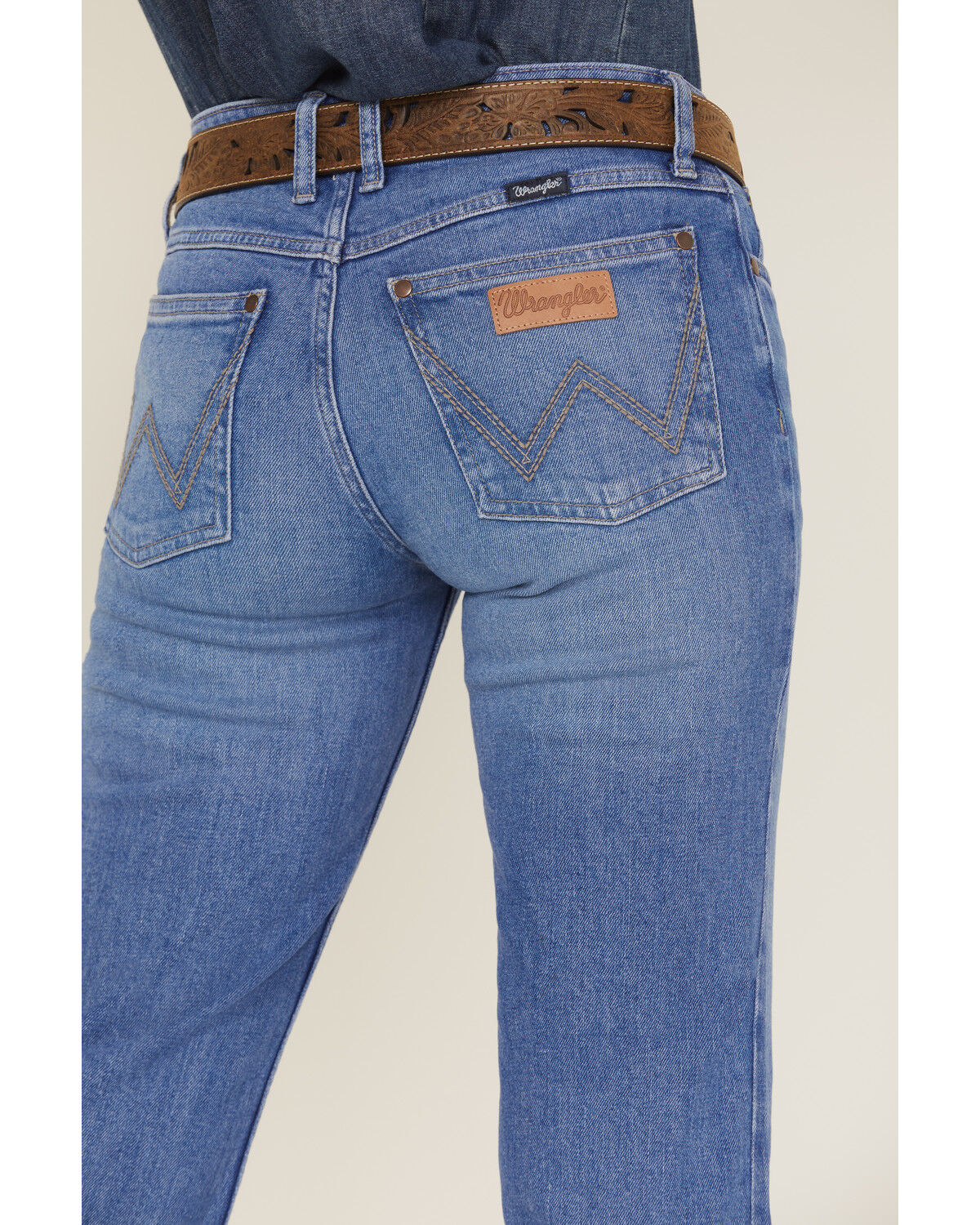 Image #4 - Wrangler Retro Women's Mae Medium Wash Mid Rise Trouser Denim Jeans, Medium Wash, hi-res