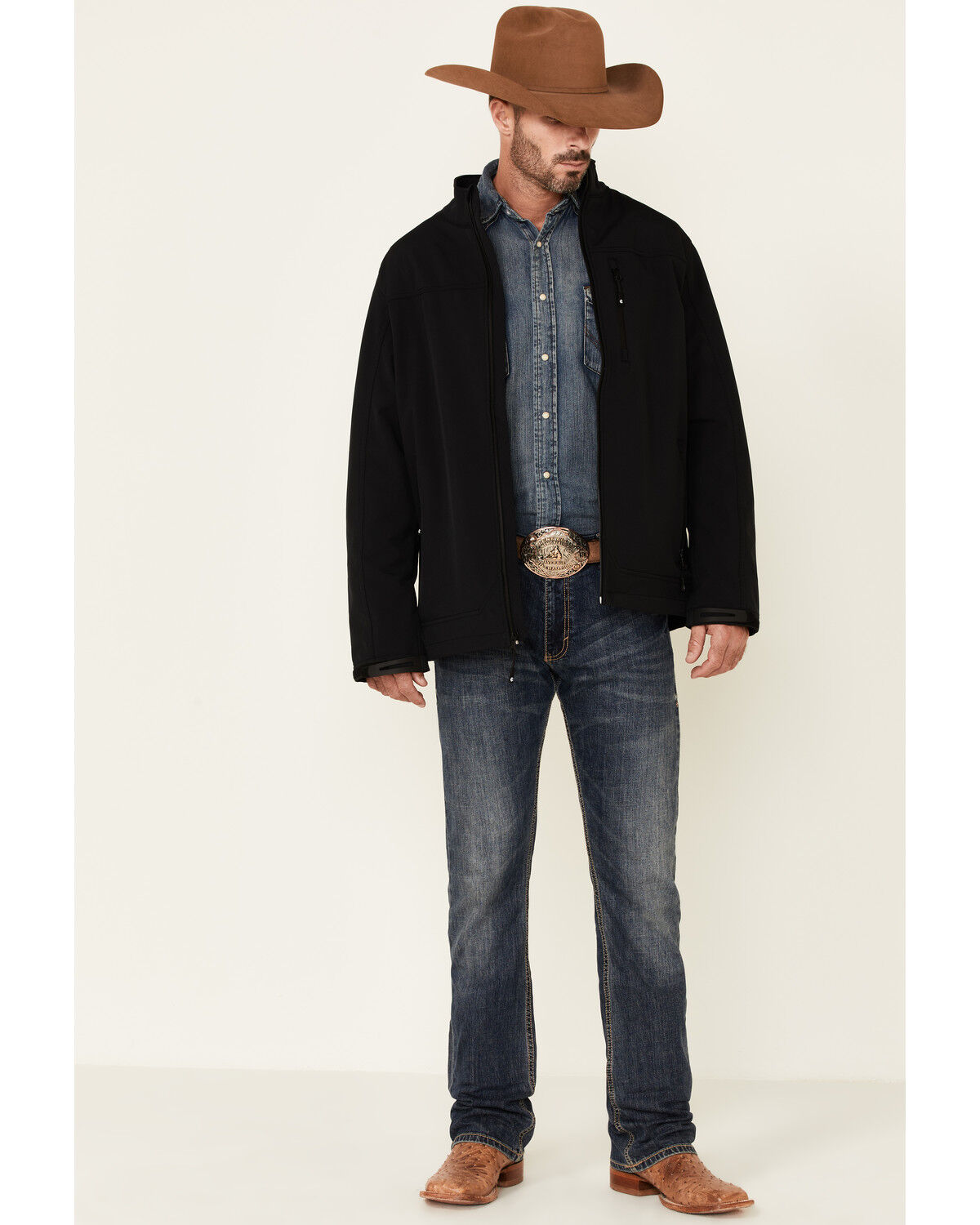 Image #2 - Cody James Core Men's Steamboat Zip-Front Softshell Jacket, Black, hi-res