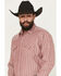 Image #2 - Ely Walker Men's Striped Long Sleeve Pearl Snap Western Shirt, Red, hi-res