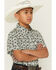 Image #2 - Cinch Boys' Horse Print Short Sleeve Button-Down Western Shirt, Grey, hi-res