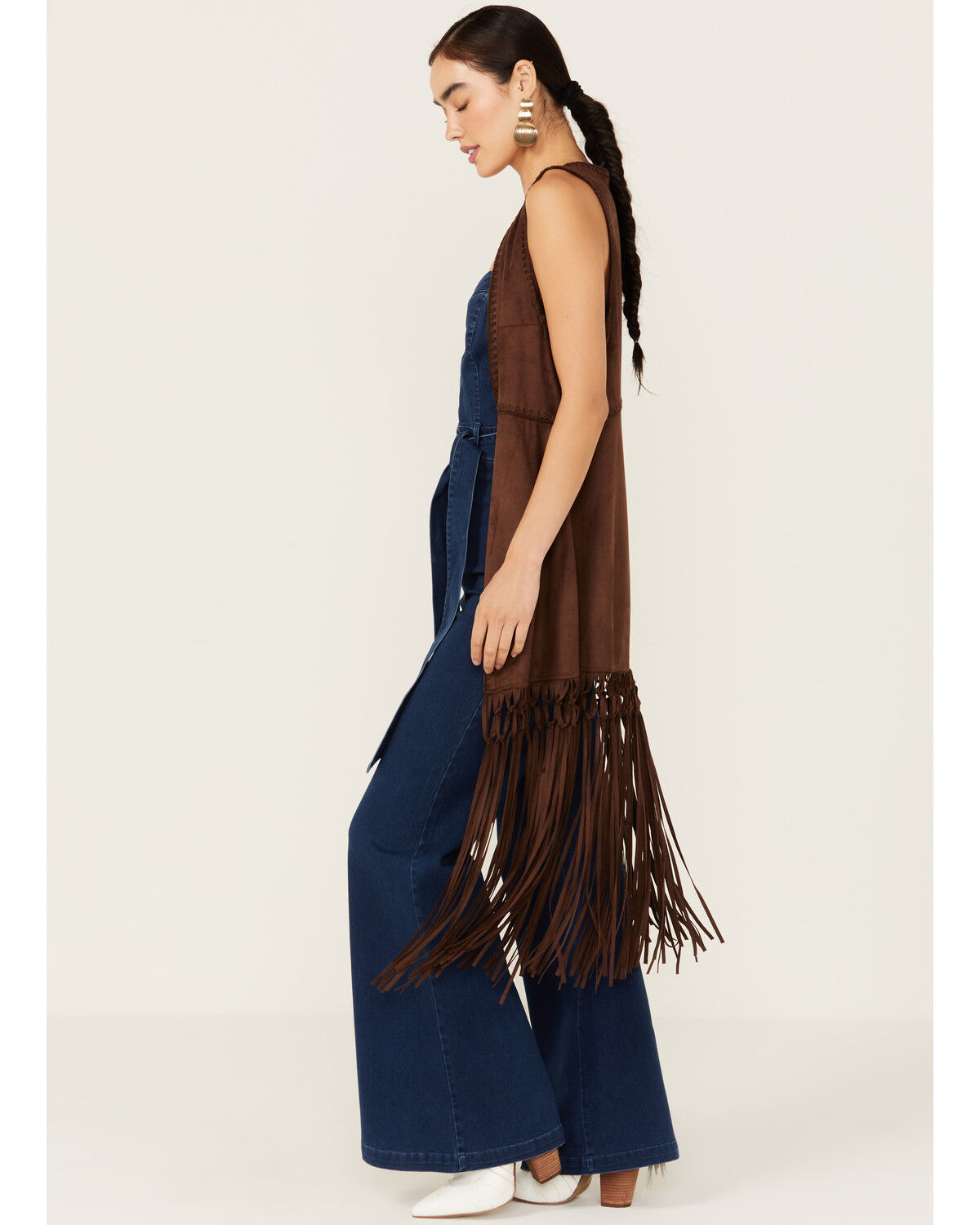 Image #2 - Shyanne Women's Faux Suede Long Fringe Vest, Dark Brown, hi-res
