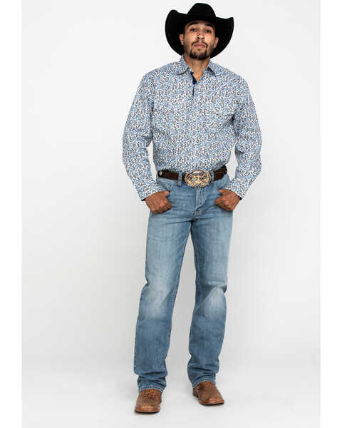 Image #6 - Resistol Men's Tavares Floral Geo Print Long Sleeve Western Shirt , Blue, hi-res
