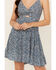 Image #3 - Angie Women's Ditsy Floral Print Front Twist Mini Dress, Blue, hi-res