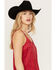 Image #2 - Vocal Women's Studded Faux Suede Cami Top, Red, hi-res