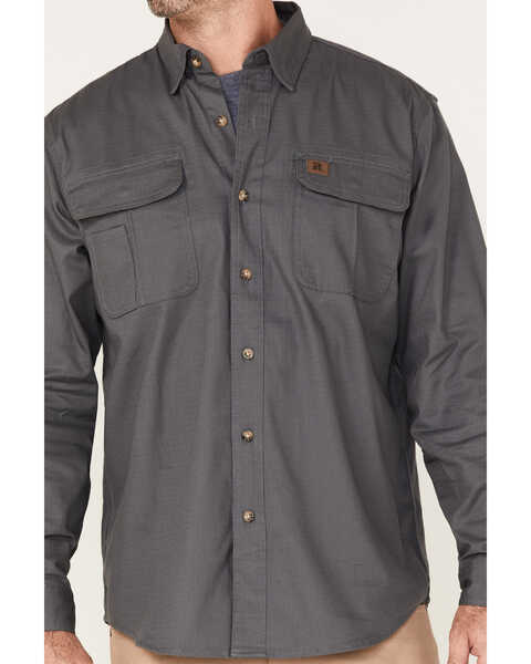 Wrangler Riggs Workwear Men's Long Sleeve Button-Down Work Shirt, Charcoal, hi-res