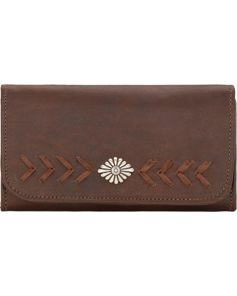 American West Mohave Canyon Ladies' Chestnut Brown Tri-Fold Wallet, Chestnut, hi-res
