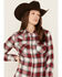 Image #2 - Wrangler Retro Women's Long Sleeve Snap Western Flannel Shirt, Burgundy, hi-res
