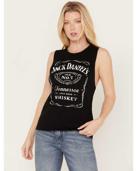 Jack Daniel's Women's Traditional Label Muscle Tank Top , Black, hi-res