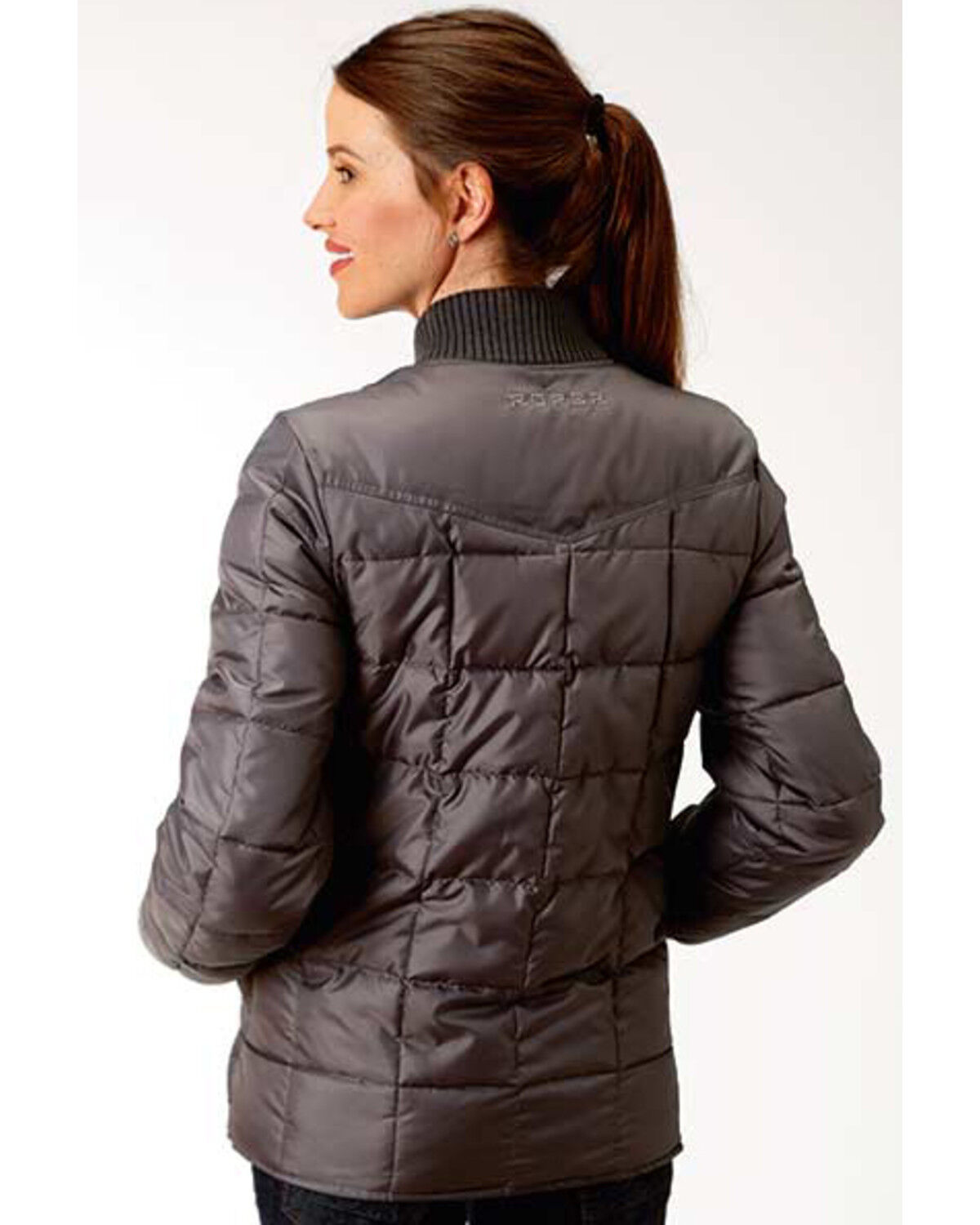 Image #2 - Roper Women's Gray Poly Quilted Jacket, Grey, hi-res
