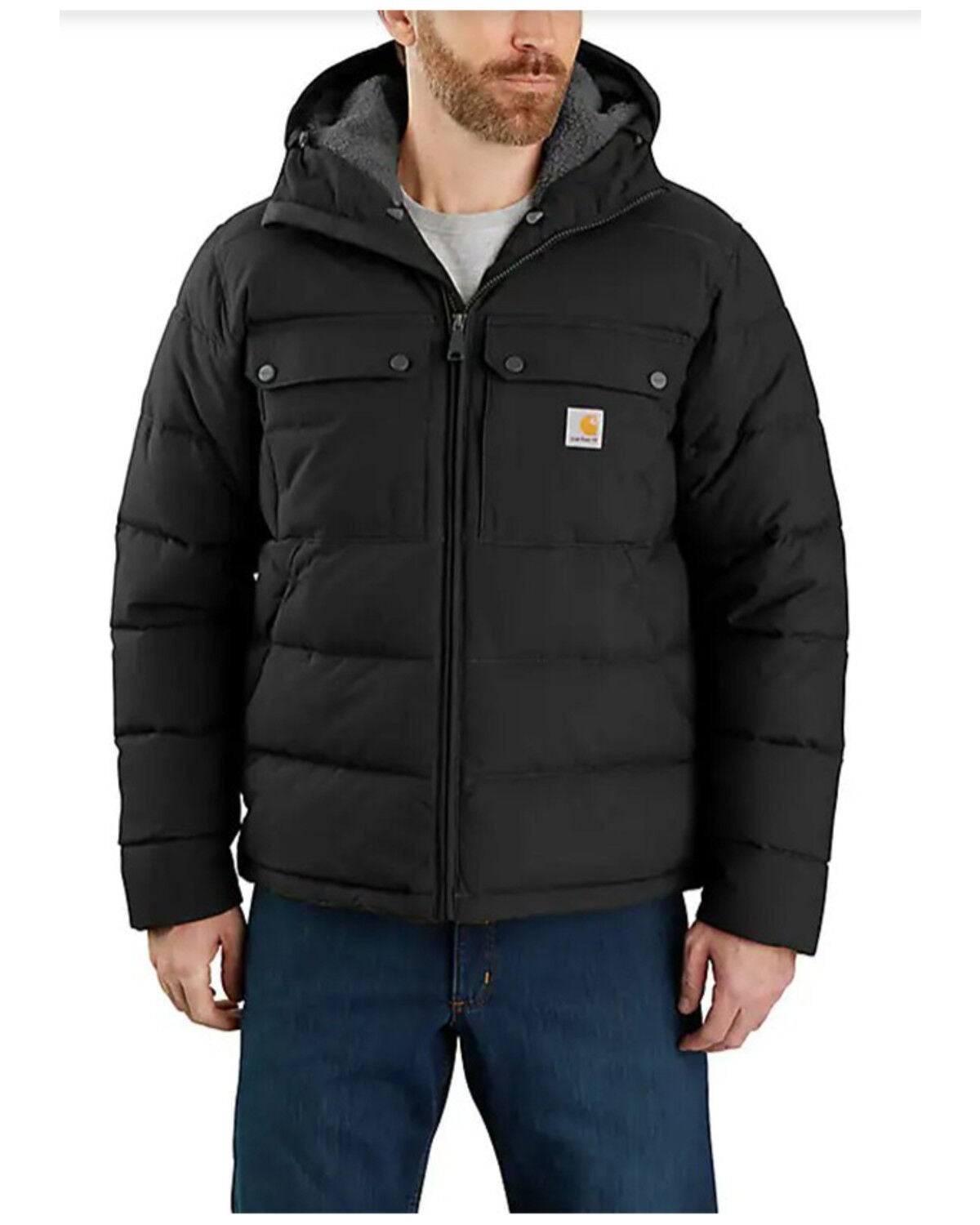 Carhartt Men's Rain Defender&reg; Loose Fit Midweight Insulated Jacket, Black, hi-res