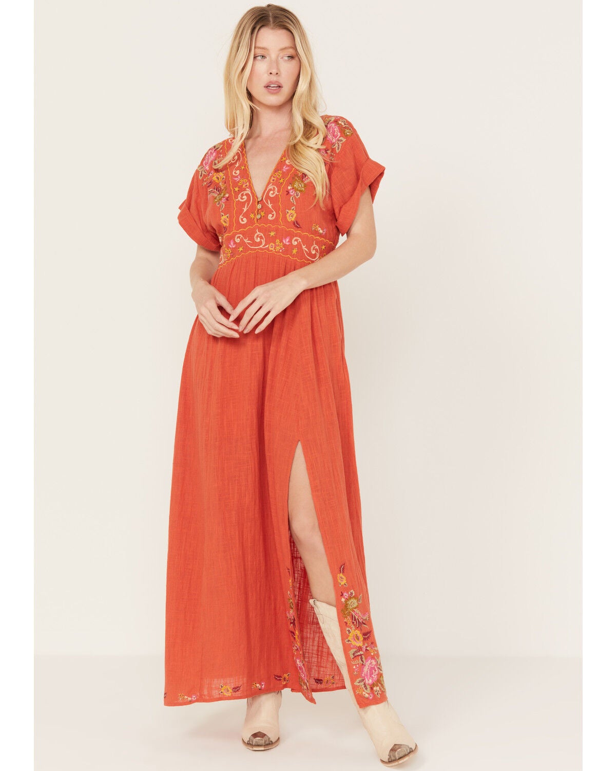 Free People Women's Maisle Maxi Dress, Dark Orange, hi-res