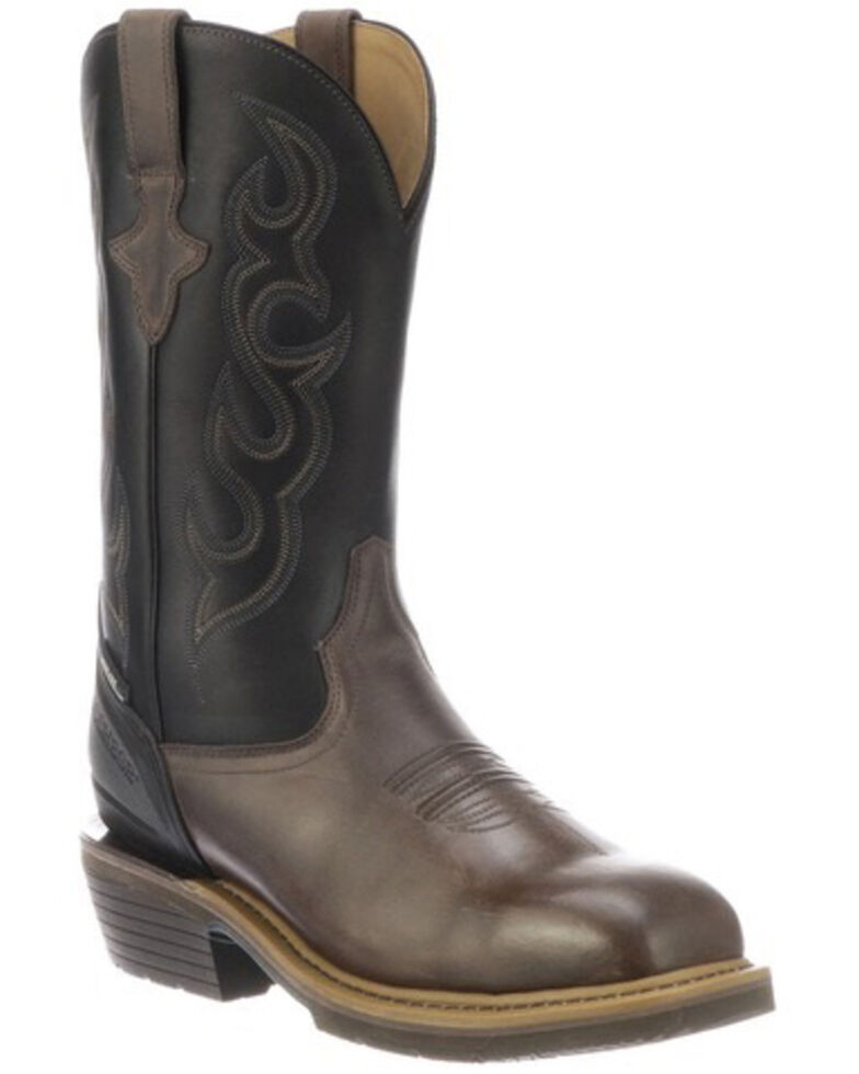Lucchese Men's Welted Western Work Boots - Steel Toe, Black/brown, hi-res