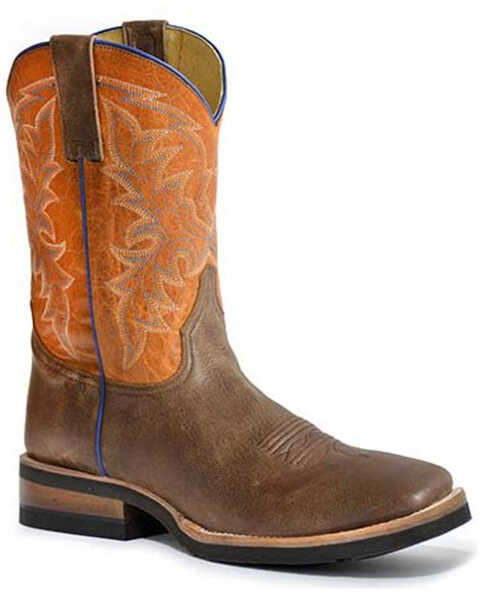 Roper Men's Colt Western Performance Boots - Broad Square Toe, Brown, hi-res