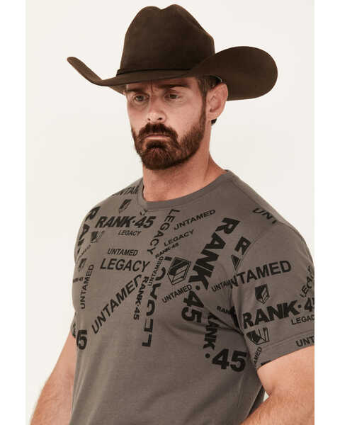 Image #2 - RANK 45® Men's Ranpen Short Sleeve Graphic T-Shirt, Charcoal, hi-res