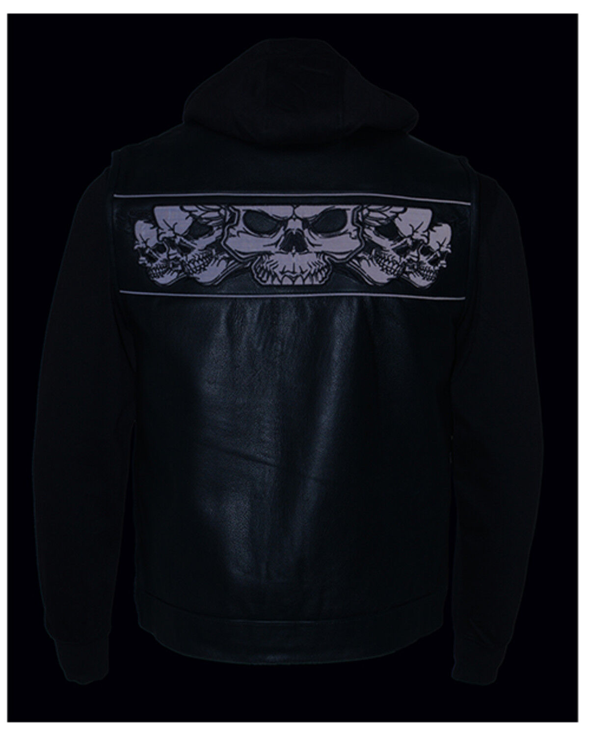Image #5 - Milwaukee Leather Men's Leather Concealed Carry Vest with Reflective Skulls and Removeable Hoodie - 5X, Black, hi-res