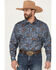 Image #1 - Cowboy Hardware Men's Vintage Bronco Print Long Sleeve Snap Stretch Western Shirt, Slate, hi-res