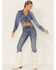 Image #4 - Lush Women's Satin Cinch Front Blouse, Blue, hi-res