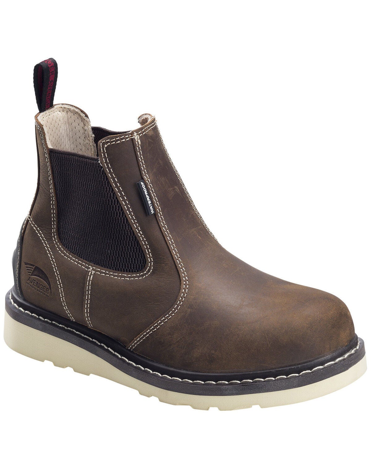 Avenger Women's Waterproof Chelsea Work Boots - Soft Toe, Brown, hi-res