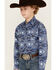 Image #2 - Rock & Roll Denim Boys' Bright Southwestern Print Long Sleeve Pearl Snap Western Shirt , Blue, hi-res