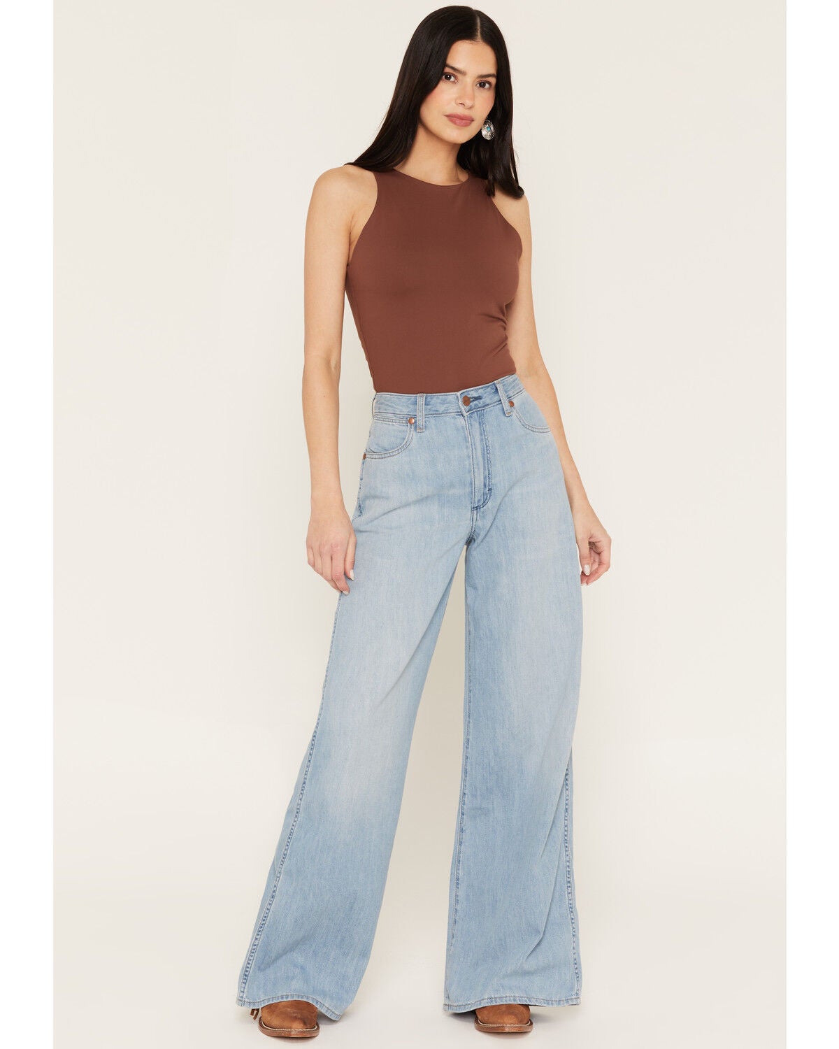 Image #1 - Wrangler Women's High Rise Light Wash Canyon Wide Denim Jeans, Light Wash, hi-res