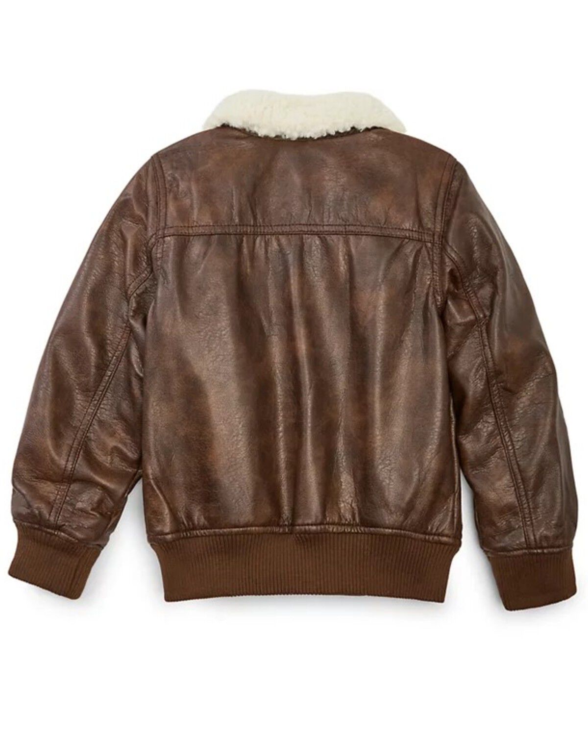 Image #2 - Urban Republic Boys' Faux Leather Aviator Jacket, Dark Brown, hi-res