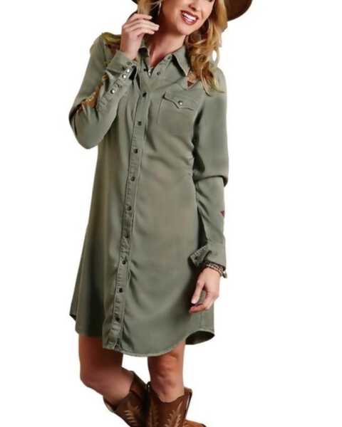 Image #2 - Stetson Women's Southwestern Embroidered Shirt Dress , , hi-res