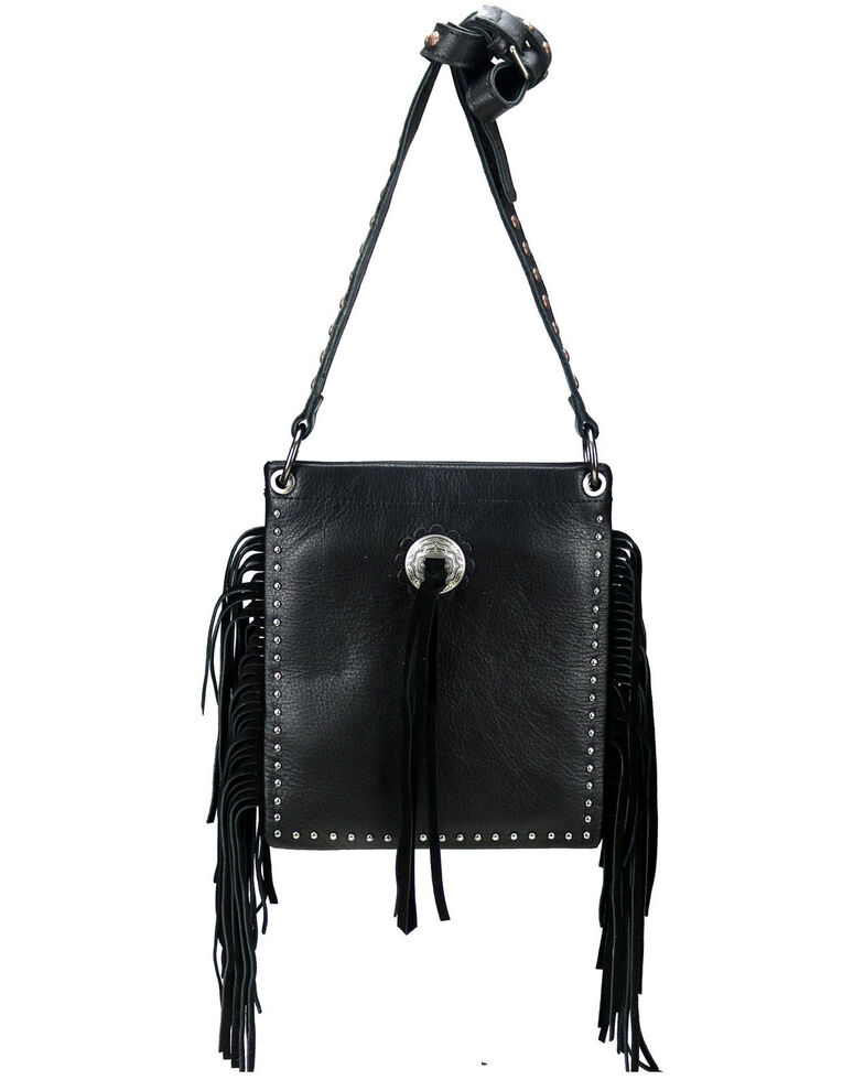 Montana West Women's Leather Fringe Crossbody Bag, Black, hi-res