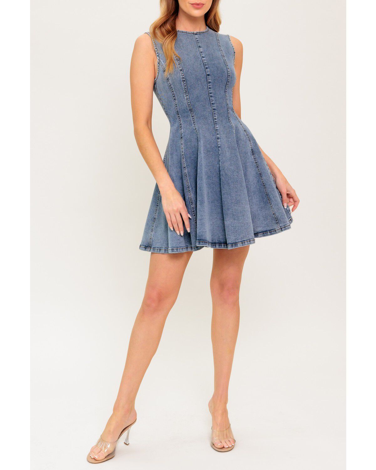 Image #3 - Flying Tomato Women's Caught in a Moment Denim Mini Dress, Light Wash, hi-res