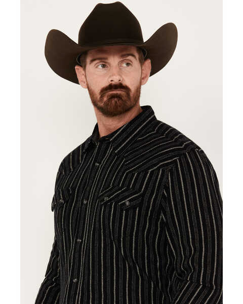 Image #2 - Moonshine Spirit Men's Tuner Striped Long Sleeve Snap Flannel Shirt, Grey, hi-res
