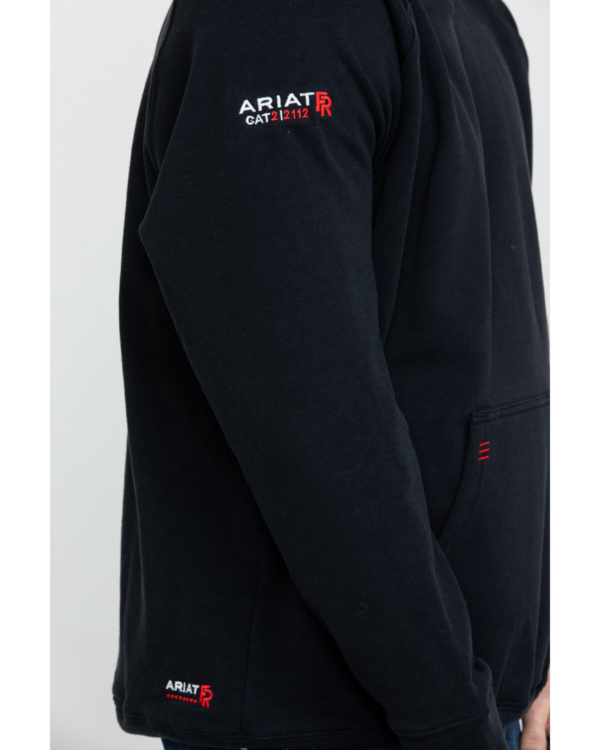 Image #4 - Ariat Men's FR Primo Fleece Logo Work Hooded Sweatshirt - Tall, Black, hi-res