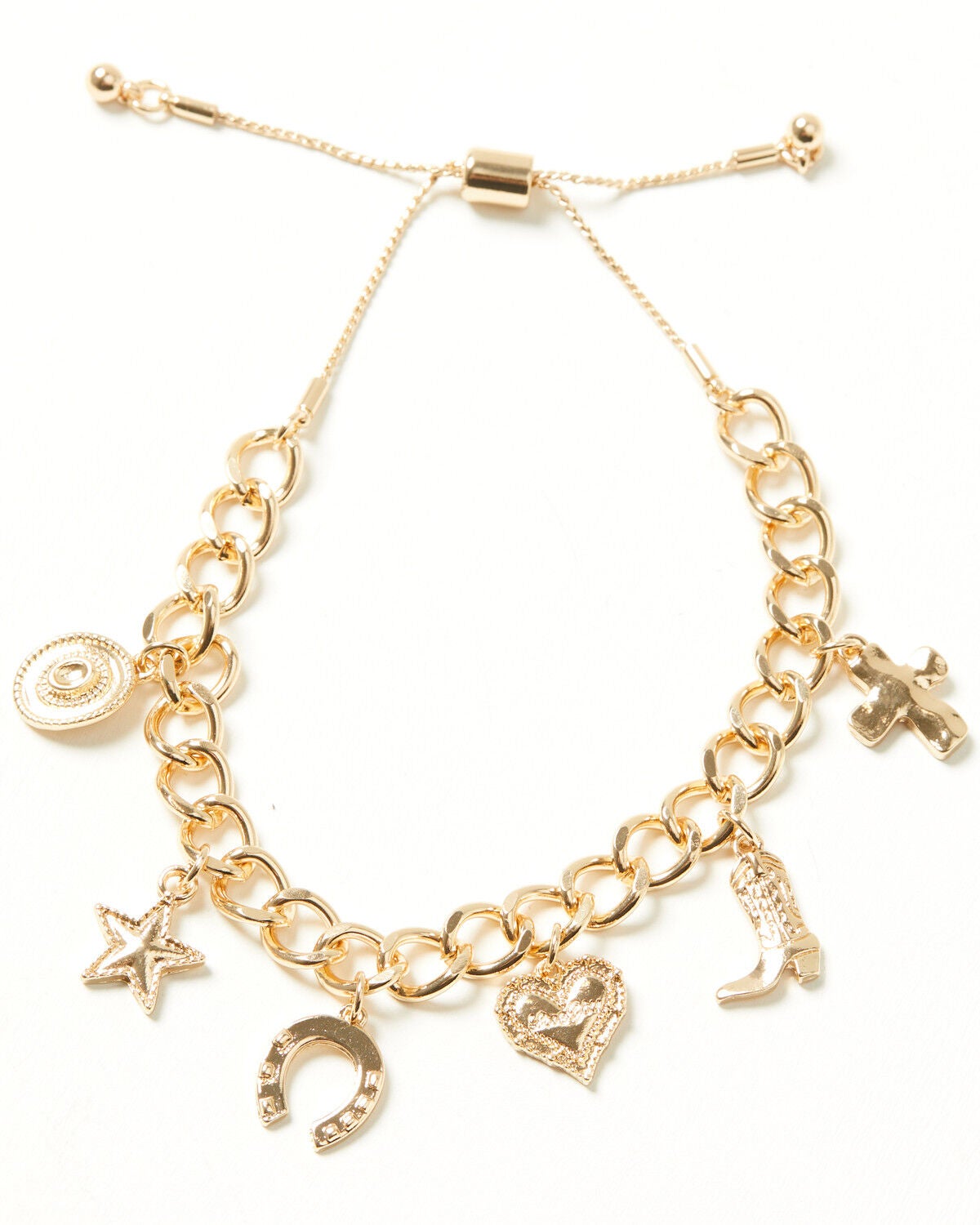 Shyanne Women's Western Charm Pull Tie Bracelet, Gold, hi-res