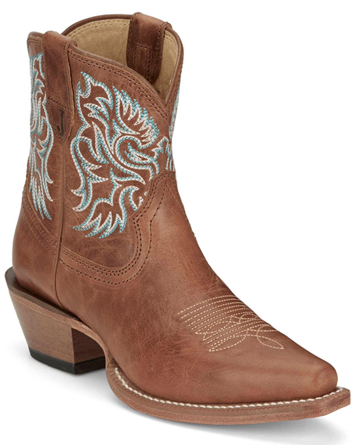 Image #1 - Justin Women's Isabella Barnwood Western Booties - Snip Toe, Brown, hi-res