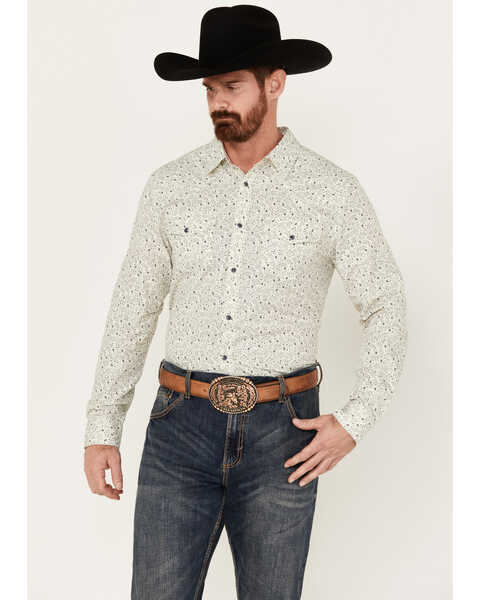 Image #1 - Gibson Trading Co. Men's Level Up Floral Print Long Sleeve Snap Western Shirt, Ivory, hi-res