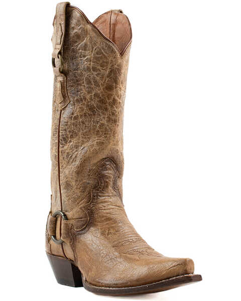 Image #1 - Dan Post Women's Greta Crackle Western  Boots - Snip Toe , Tan, hi-res