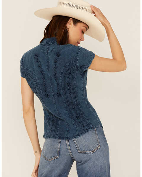 Image #3 - Scully Women's Cap Sleeve Peruvian Cotton Top, Dark Blue, hi-res