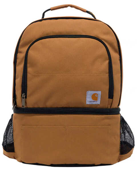 Image #1 - Carhartt Brown Insulated Two Compartment 24-Can Cooler Backpack, Brown, hi-res