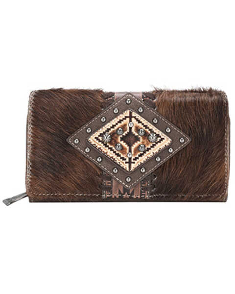Montana West Women's Trinity Ranch Hair-on Cowhide Collection Wallet, Coffee, hi-res