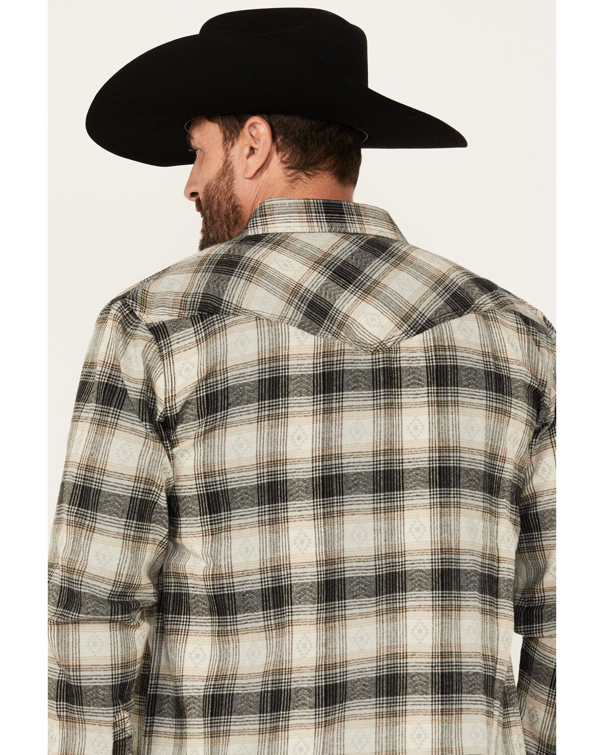 Image #4 - Moonshine Spirit Men's String Fellow Plaid Print Long Sleeve Snap Western Shirt, Grey, hi-res