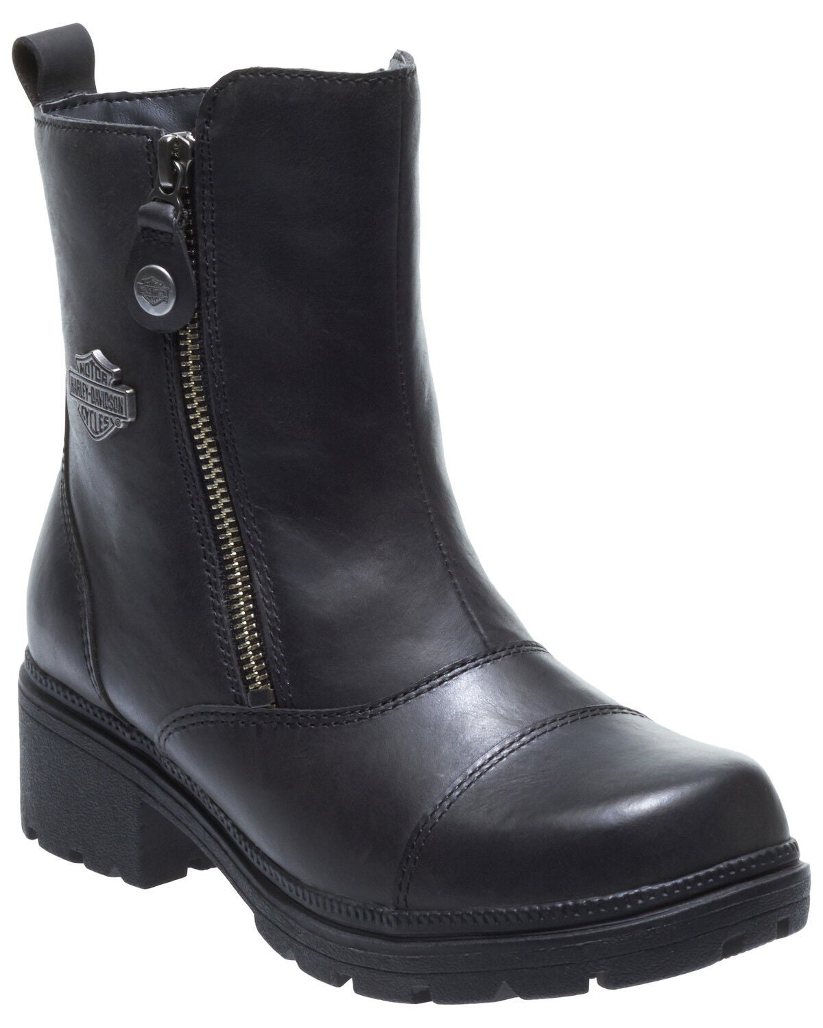 Harley Davidson Women's Amherst Moto Boots - Round Toe, Black, hi-res