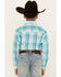 Image #4 - Panhandle Boys' Plaid Print Long Sleeve Pearl Snap Western Shirt, Turquoise, hi-res