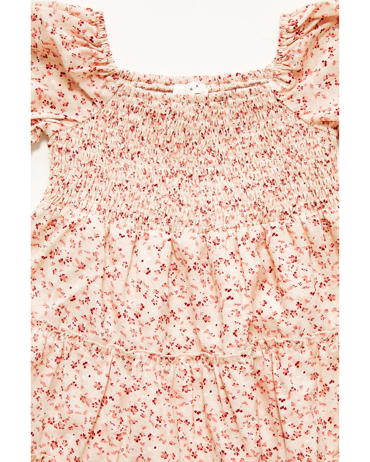 Image #2 - Yura Toddler Girls' Floral Print Short Sleeve Dress, Beige, hi-res