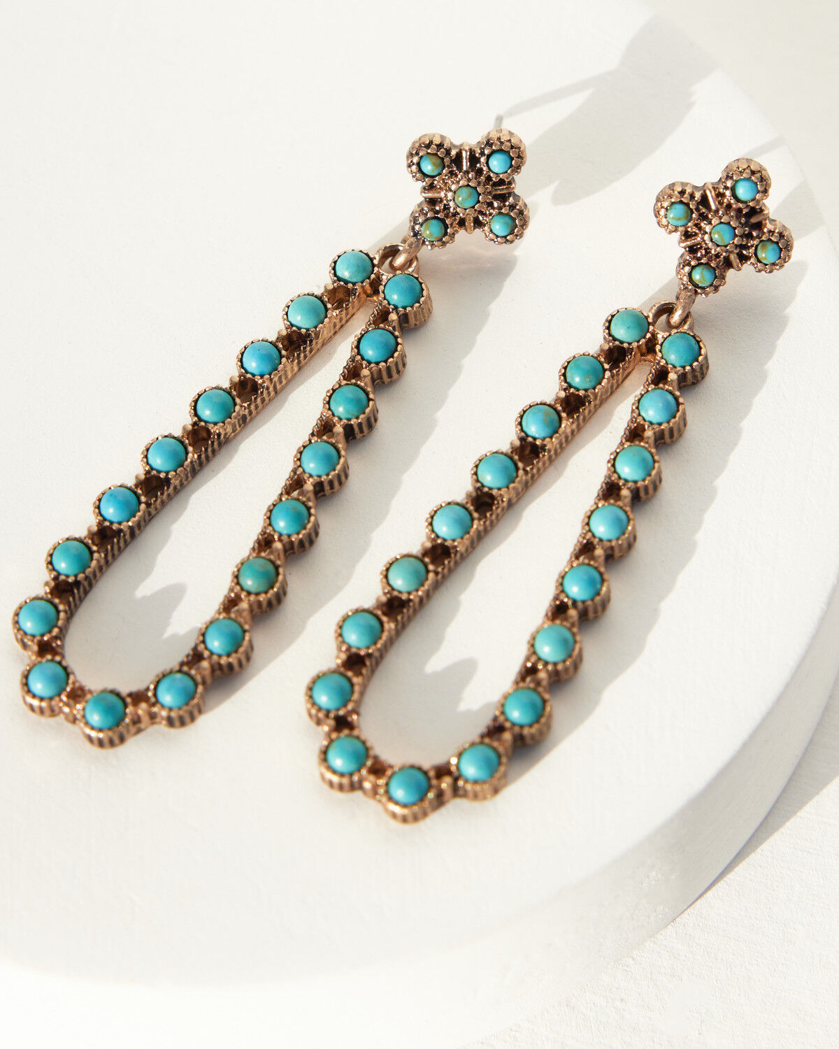 Image #2 - Shyanne Women's Summer Solstice Teardrop Cross Earrings, Gold, hi-res