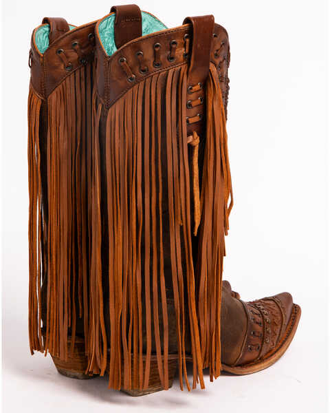 Image #6 - Corral Women's Studded Fringe Cowgirl Boots - Snip Toe, , hi-res
