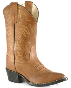 Old West Boys' Cowboy Boots - Pointed Toe, Tan, hi-res