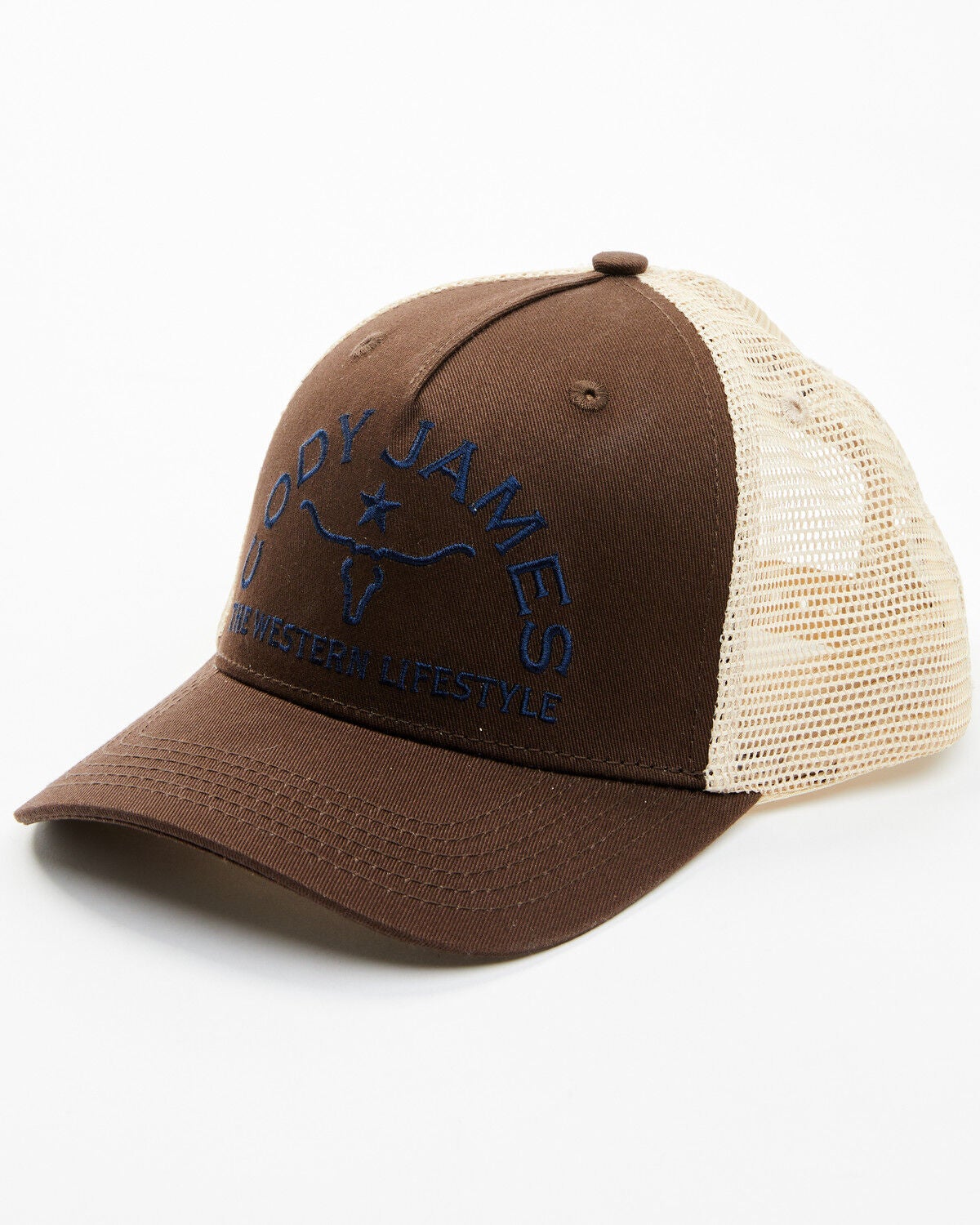 Cody James Men's Wade Long Horn Ball Cap, Chocolate, hi-res
