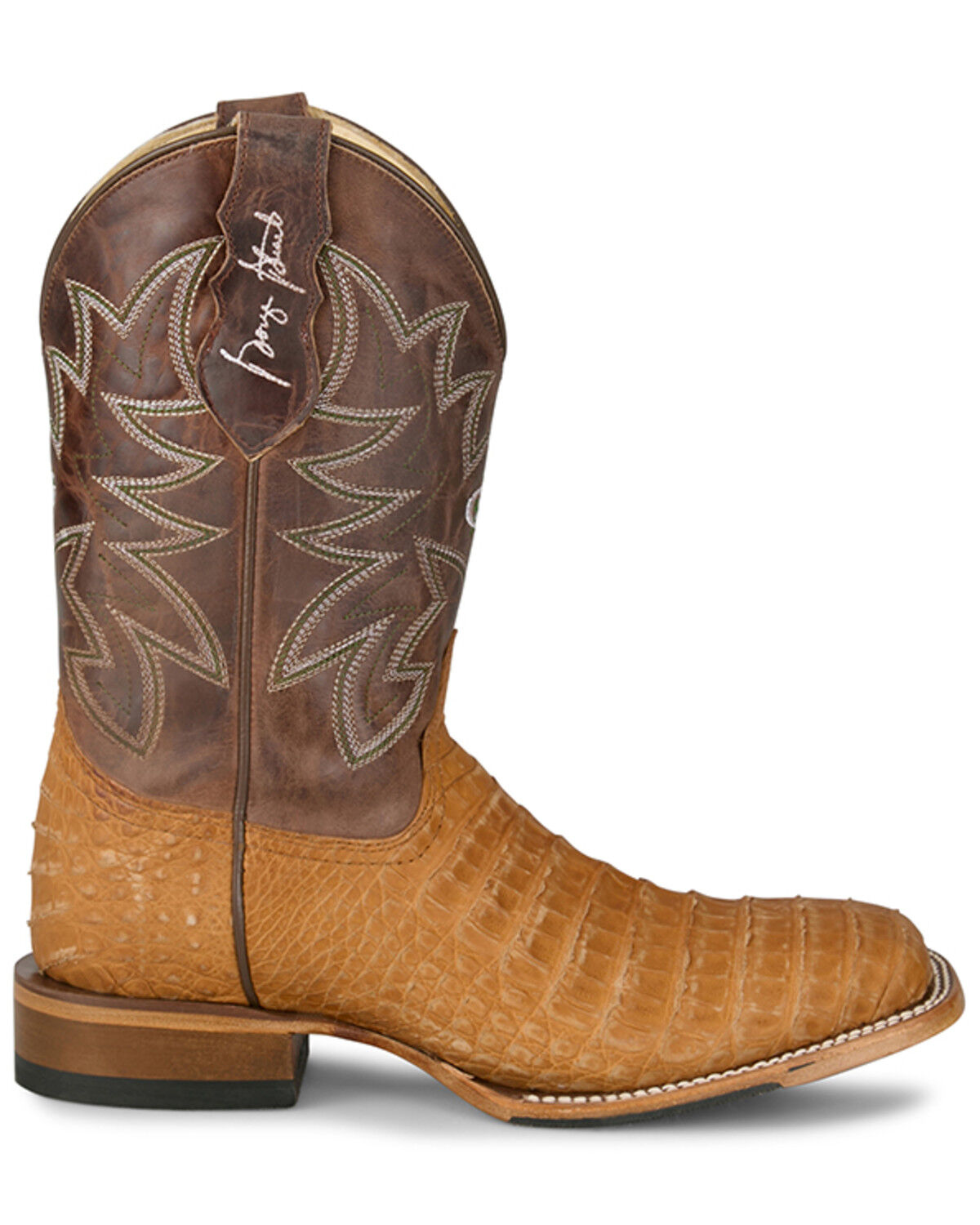 Image #2 - Justin Men's San Antone Exotic Caiman Western Boots - Broad Square Toe, Brown, hi-res